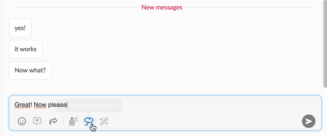 Autocomplete response for agents