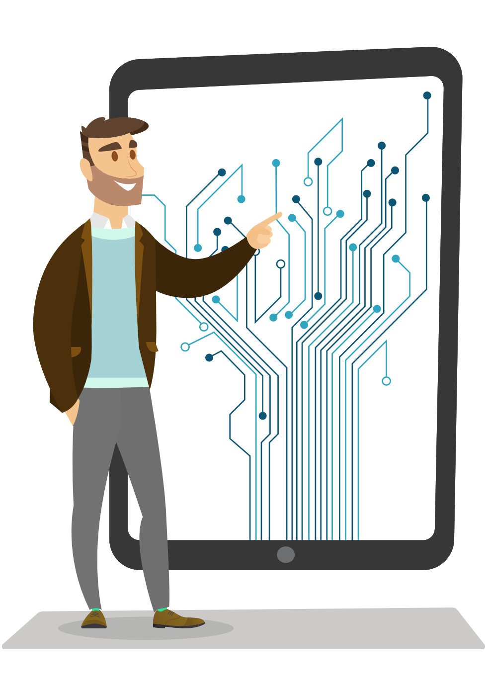 Man pointing at screen (network)